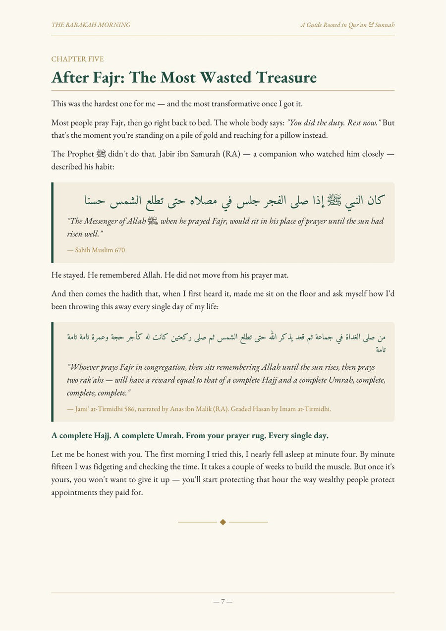 Page from The Barakah Morning: After Fajr, The Most Wasted Treasure