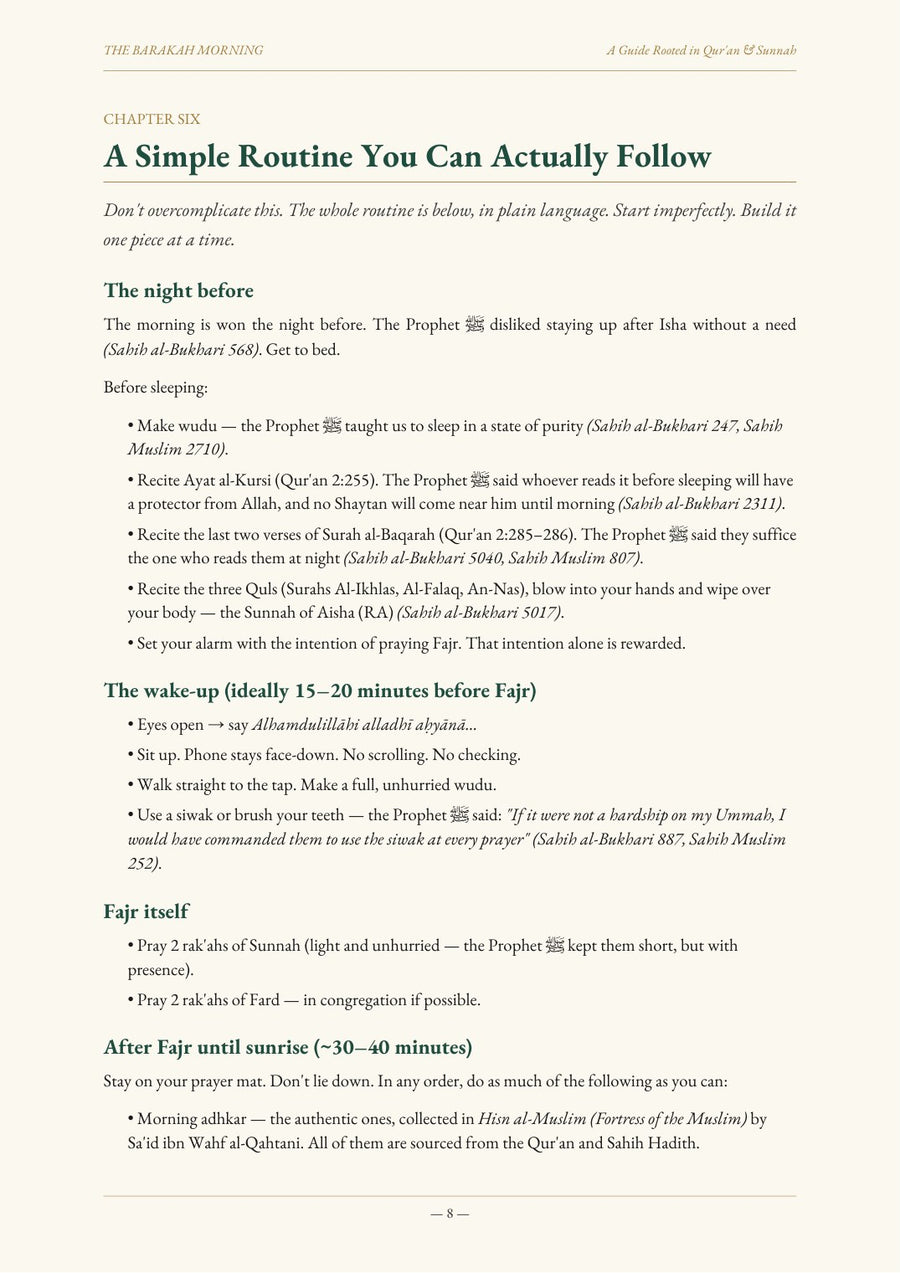 Page from The Barakah Morning: A Simple Routine You Can Actually Follow